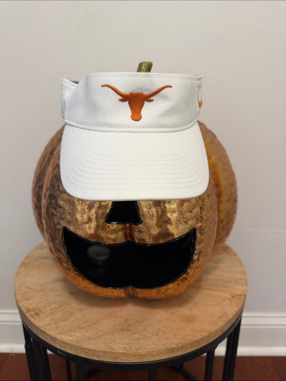 Nike White Visor with Orange Longhorn Logo